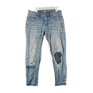 BDG Patched Jeans Size 10 W30 L25 Mid Rise Twig Tapered Stone Wash Blue